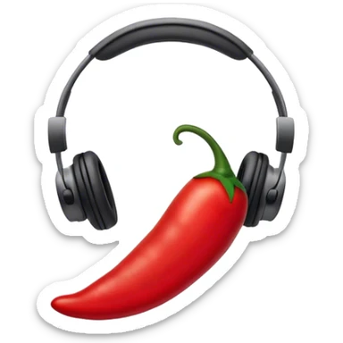 red chili pepper with headphones sticker