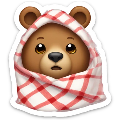 bear cozy in blanket sticker