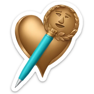 bronze medal with a pen sticker