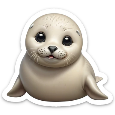 Cinematic Comical Baby Seal Portrait Emoji, Head tilted dramatically with an exaggeratedly surprised expression, featuring a round, plump body with wide, comically expressive eyes and a quirky, puckered face, Simplified yet hilariously expressive features, highly detailed, glowing with a slightly sassy polar glow, high shine, dramatic yet playful, stylized with an air of cheeky arctic mischief, soft glowing outline, capturing the essence of a meme-worthy baby seal that looks ready to give a playful side-eye into viral fame! sticker
