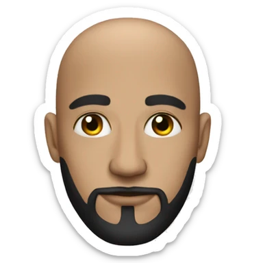 Bald man with black beard and face tattoo  sticker