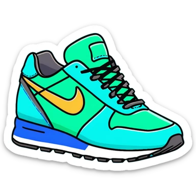 turquoise running shoes, athletic footwear, blue-green sneakers sticker