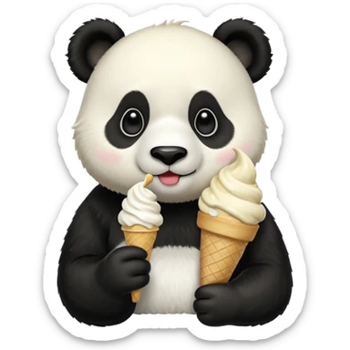 Panda eating ice cream sticker