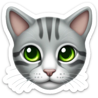 Gatto grigio chiaro con strisce grigie scure con occhi verdi  sticker