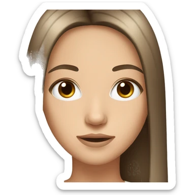 White tan girl brown eyes long straight hair  sticker