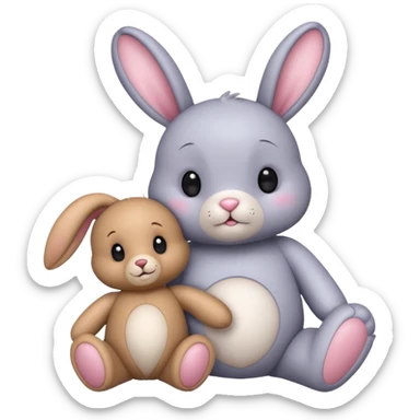Cute bunny and teddy with magical background  sticker