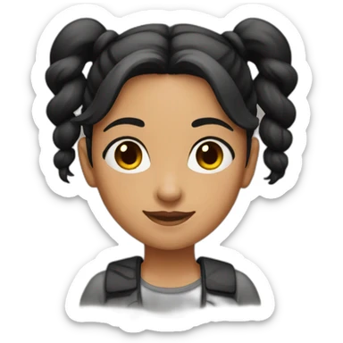 a girl with black color double ponytail sticker