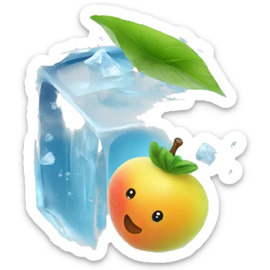 fruit inside ice cube sticker