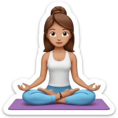 A white girl with brown hair who works remotely and enjoys yoga sticker