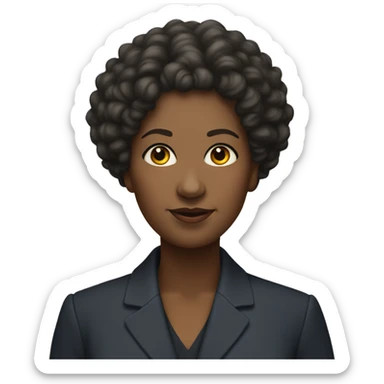 A  middle-aged  black  woman  with  curly  hair  and  a  round  face,  dressed  in  a  suit. sticker