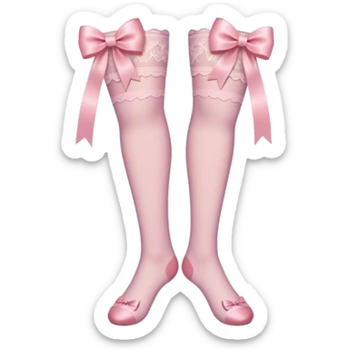 light pink laced stockings with bow sticker