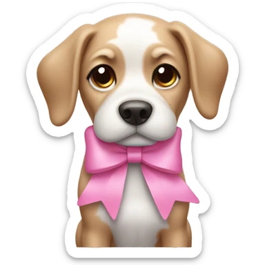 Dog wearing pink  bow  sticker