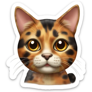 Tortoise shell cat with one missing ear sticker