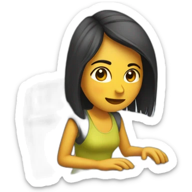 chica escribiendo computador sticker