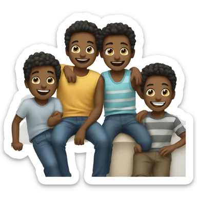 boys having fun together sticker