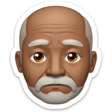 "- Nam
- 70 tuổi
- Da nâu
- Đầu không có tóc
- Râu bạc, mặt buồn
" sticker