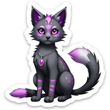 Vibrant dark edgy gothic Falvie-Fionbri-creature-sparkle-feline-fursona, full body, with random markings sticker