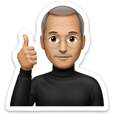 steve jobs holding up a thumbs up sticker