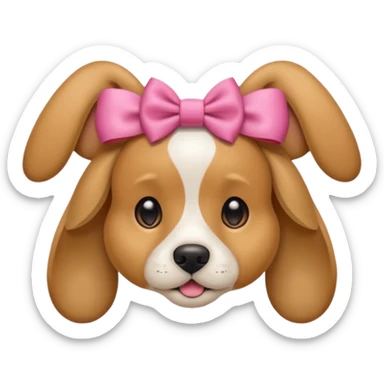 dog with a bow on its ear sticker