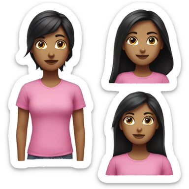 girl with black hair with pink shirt on  sticker