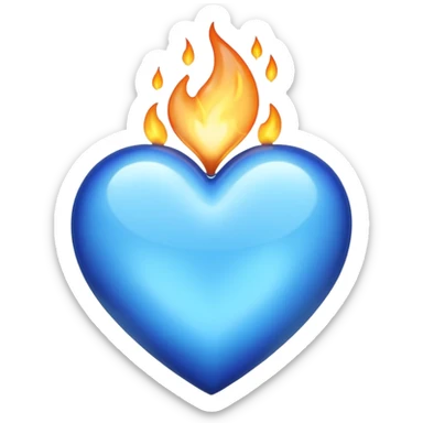 Blue heart with blue flame sticker