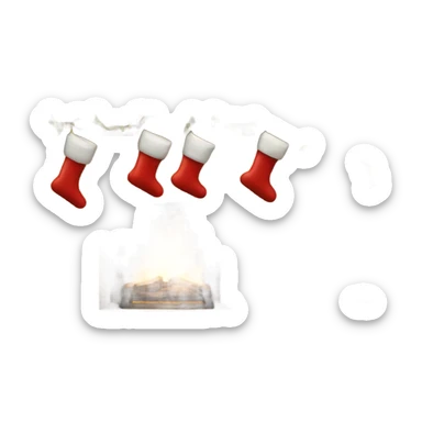 Fireplace with stockings and Christmas tree sticker