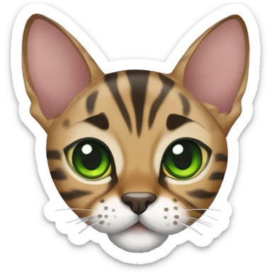 bengal cat with green eyes with a red bow sticker