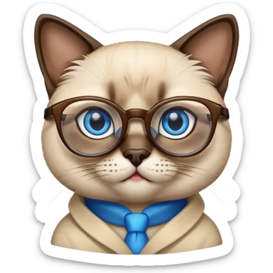 siam cat with glasses  sticker