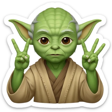 yoda qui fait le signe petit des doigts sticker