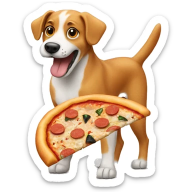 dog eating pizza and sushi sticker
