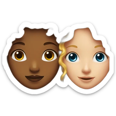 red-haired curly girl next to a blonde girl with blue eyes sticker