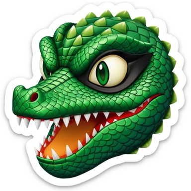 alligator luchador mask with green scales and sharp teeth sticker