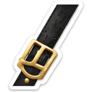 Folded Black Louis Vuitton belt with Gold buckle sticker