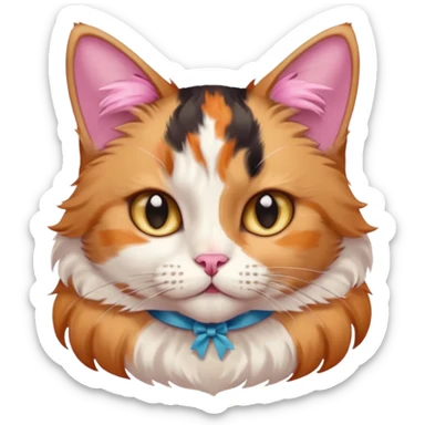 cat with pink ribbon on ear sticker