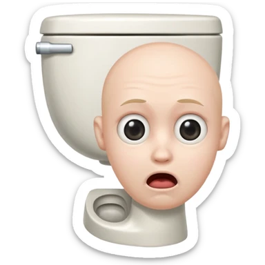 a toilet with a head popping out of it  sticker