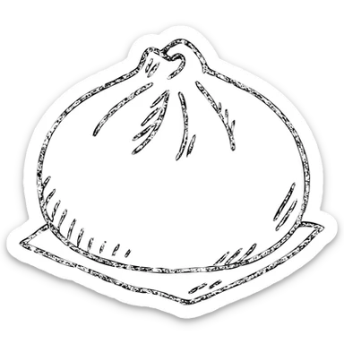 banh bao, outlined icon, no fill, hand-drawn look sticker