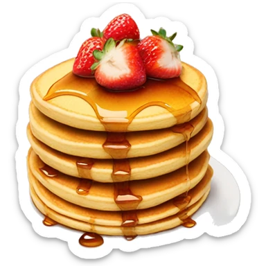 Stack of pancakes with syrup and strawberries  sticker
