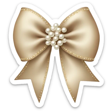 Beige Christmas bow with pearls sticker