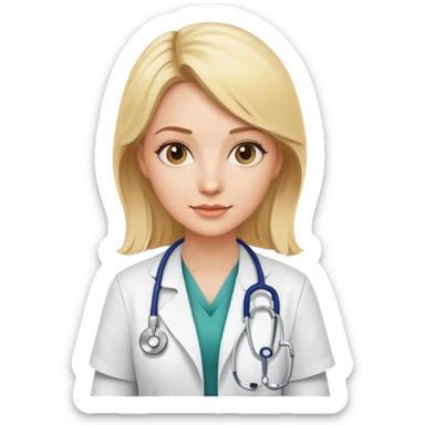 blonde woman doctor with stethoscope sticker