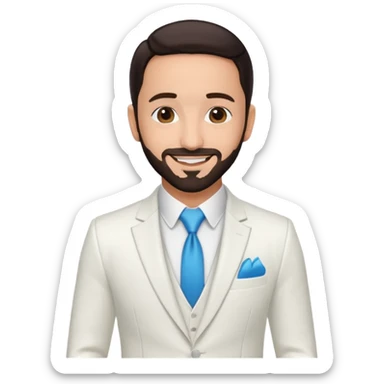 AJ McLean with white suit, dark brown hair sticker