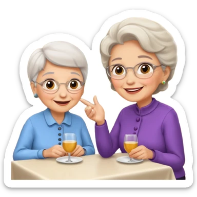 conversación dentro de un restaurant  dos personas y una de las persoans sea una abuela sticker