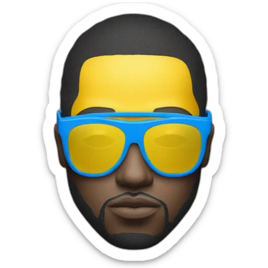 Uk rapper with yellow mask covering all his fave and a full blue sunglasses sticker