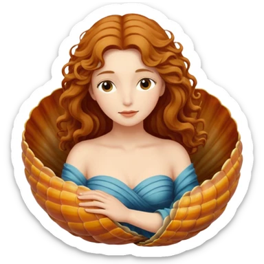 Soft, nurturing, or a bit shy. Very polite and kind. woman in a shell like venus by boticelli
more dinamic emoji  sticker