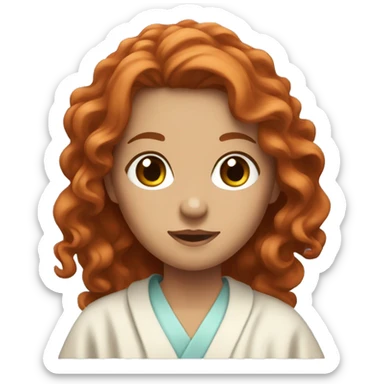 red-haired girl with long wavy hair in a robe sticker