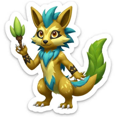 Tribal furry anthropomorphic Colorful Fruity Gay Manectric-Electrike-Skiddo-Zeraora-Zygarde-fusion-hybrid-creature  sticker
