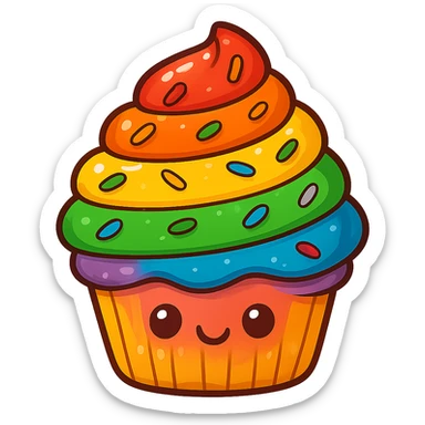 gay pride emoji, rainbow cupcake, sweet and festive sticker