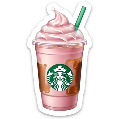 light pink starbucks ice coffee with ice cubes sticker