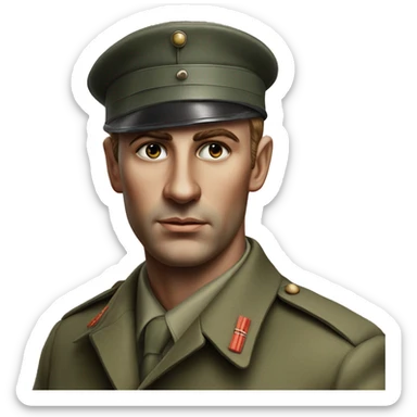 photorealistic serious french soldier 1960s sticker