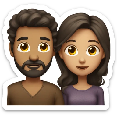 Man with dark hair and dark beard kiss beautiful girl with brown hair  sticker