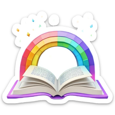 fantasy magic RAINBOW book low poly sticker